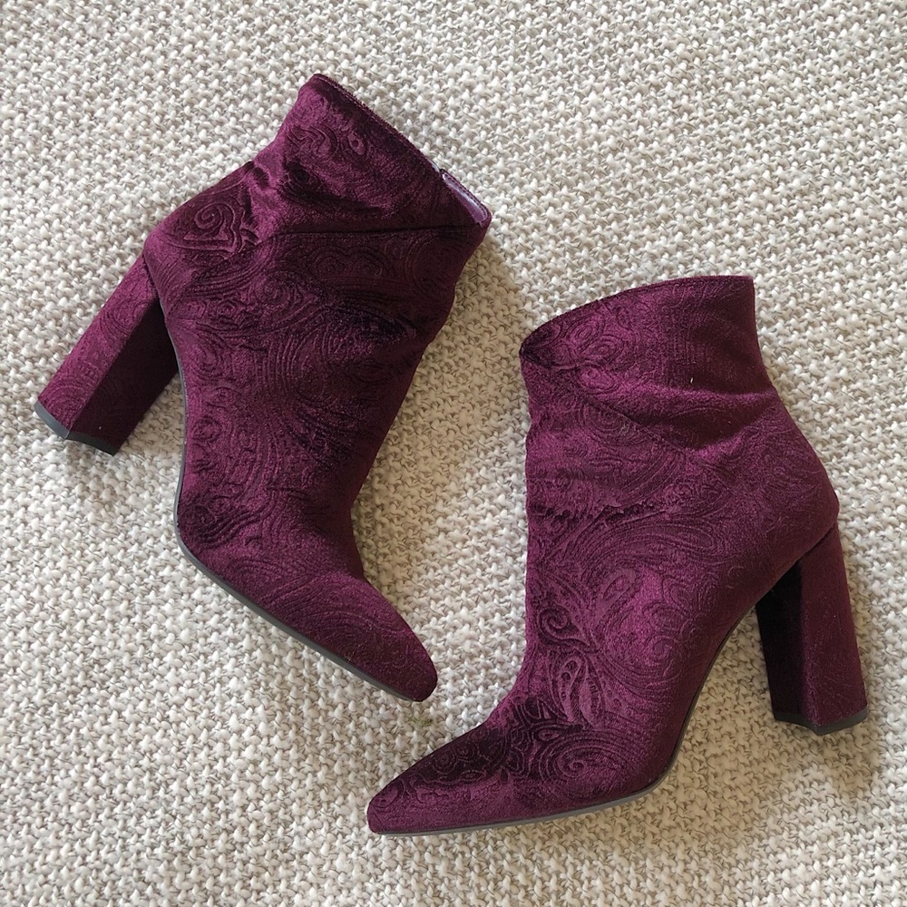 Nine West Red Velvet Booties